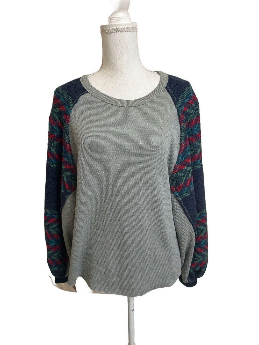 We The Free People Women's XS Rainbow Dream Balloon Sleeve Thermal Knit Top